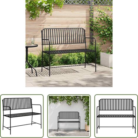 vidaXL Stahlbank - Gartenbank Schwarz 103,5 x 51,5 x 90 cm Stahl (1/5)
