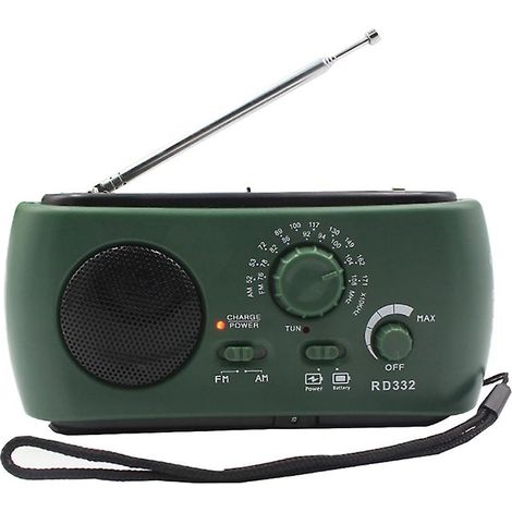 Radio FM/AM d'urgence 500 mAh avec fonction météo, manivelle et charge solaire (1/5)