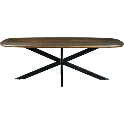 SKAGEN-Table à manger 6/8 personnes 180 cm en bois massif brun (1/5)