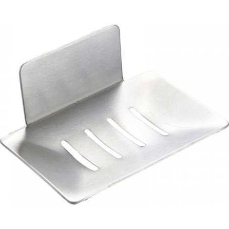 1pc Porte-savon mural sans perçage Porte-savon de douche en acier inoxydable (argent) Porte-savon autocollant en acier inoxydable pour le rangement des éponges (1/3)