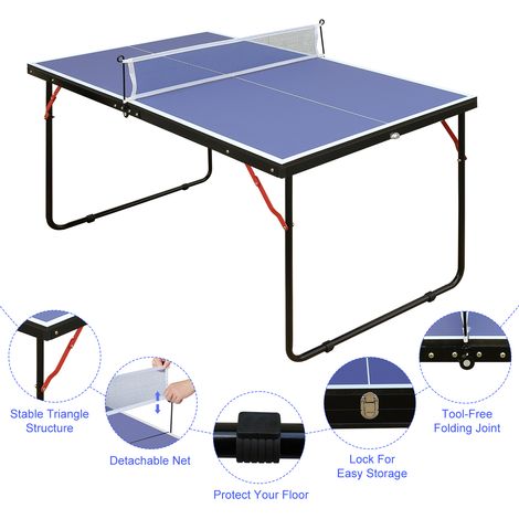 Table de ping-pong pliante 137,2 cm/4,5 pieds,livrée avec filet,raquettes et balles. Facile à ranger pour jeux intérieur extérieur.