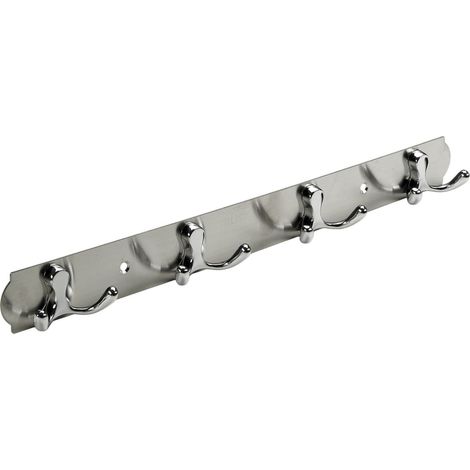 Hettich Garderobenleiste 4 Haken 38,0 x 3,8 x 3,3 cm silber Hakenleiste