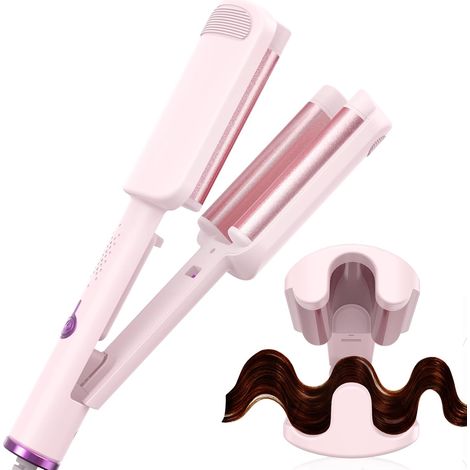 Boucleur a Cheveux 3 Tete, 32MM Fer à Friser-Grandes Boucles, 4 Températures Réglables, Anti-Brûlure, Convient aux Débutants,Fer a Friser Boucler pour Cheveux Longs Courts, Styliseur de Vagues (1/5)