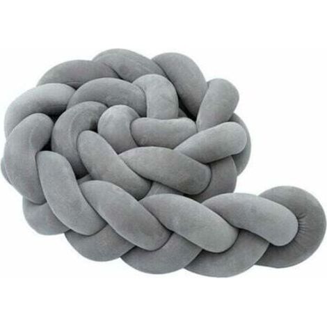 Tour de Lit Bébé Gris, Pare-Chocs de Protection Tressé, Coussinets de Bordure pour Berceau, Décoration Douce et Sécurisée 100x13x7cm (1/5)