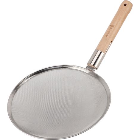 Schaumlöffel aus Edelstahl 304 mit Holzgriff, leicht und tragbar, großer Schaumlöffel zum Kochen und Braten, 28 cm Durchmesser (1/5)