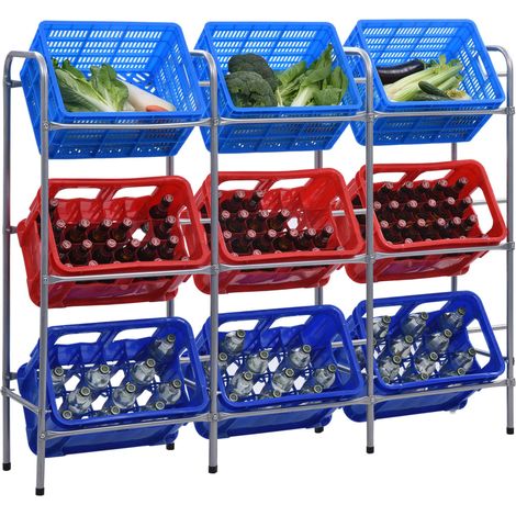 vidaXL Storage Shelf for 9 Crates Silver 145x33x116 cm Steel (1/5)