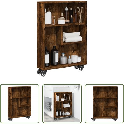 vidaXL Schrank -  Aufbewahrungswagen Schmal Räuchereiche 48x13x68cm Holzwerkstoff (1/5)