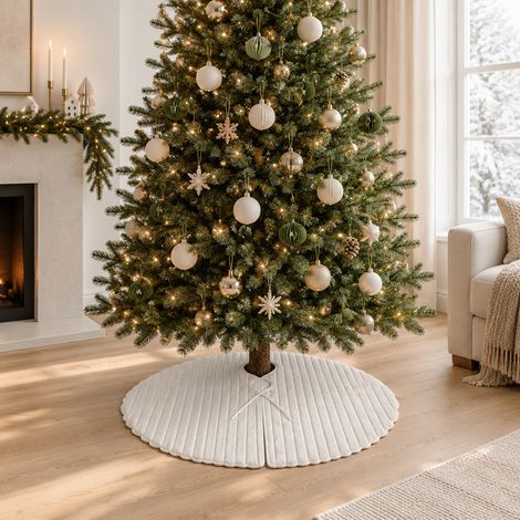 Copribase tappeto per albero di natale tappeto tondo color Bianco -Ø 120 cm (1/5)