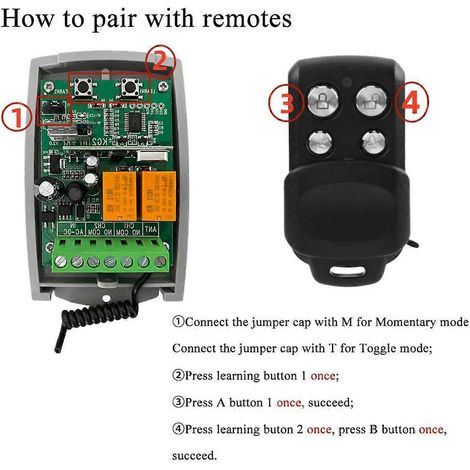 Récepteur de télécommande de porte de garage Tuya WIFI 433 MHz 2 canaux (comme illustré) (1/5)