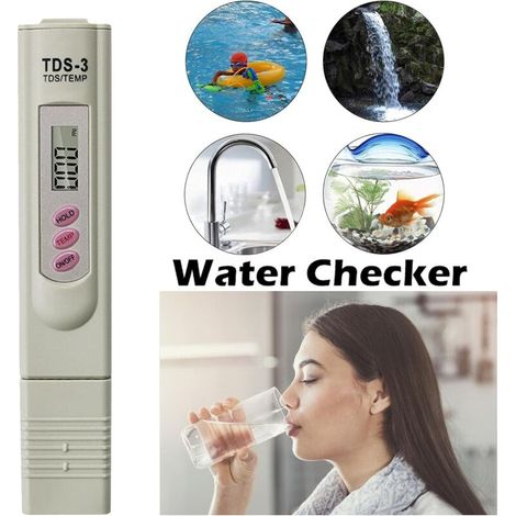 TDS mètre - Testeur de qualité de l'eau potable - Haute précision - Plage de mesure : 0-9999 ppm - Testeur numérique de pureté pour piscines, spas, aquariums (1/3)