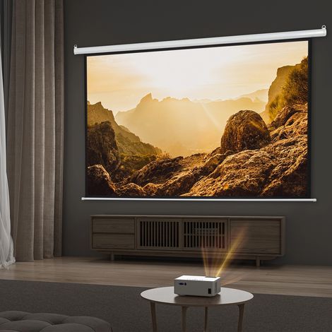 Motorisierte Projektionsleinwand, elektrische Beamer-Leinwand, Format 4:3, 84 Zoll (171 x 130 cm), automatische Wand- oder Deckenmontage, ideal für Heimkino und Geschäftspräsentationen.