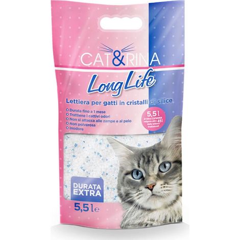Litière pour chat Long Life avec cristaux de silicone longue durée 5.5 lt