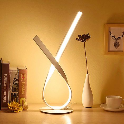 Tischlampe Moderne Spiral LED Nachttischlampen 12W Dimmbar für Schlafzimmer oder Wohnzimmer (Weiß)