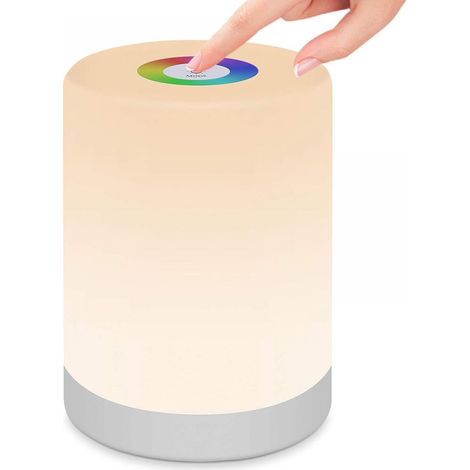 Lámpara recargable, control táctil, 13 colores, 5 niveles de brillo, batería de 1500 mAh, USB-C, dormitorio, oficina (1/5)