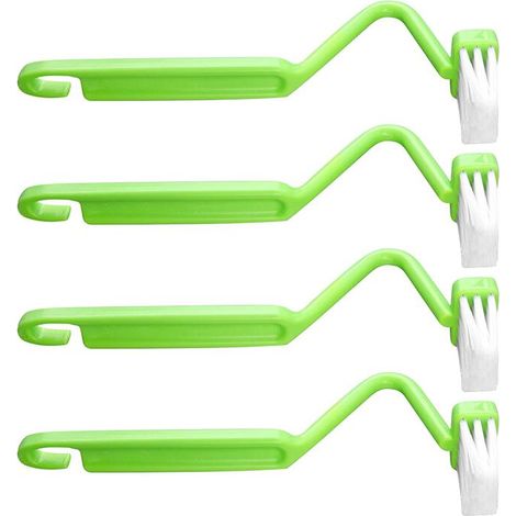 Lot de 4 brosses de toilette incurvées de 20 cm (8 pouces), type V, en plastique, pour le nettoyage des coins et des bords du rebord, vert (1/5)