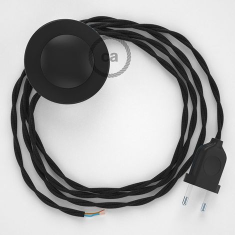 Creative-Cables Câblage pour lampadaire avec câble en coton de 3 m – (Câble 2x0,75 mm² noir TC04, fiche EU et interrupteur noirs) – Conforme aux normes de sécurité (1/5)