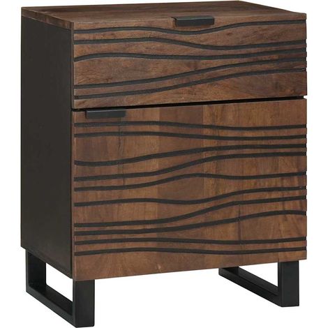 Cabinet de chevet-Table de nuit-Table de chevet Noyer 50 x 33 x 60 cm Bois d'acacia massif 709334 (1/5)