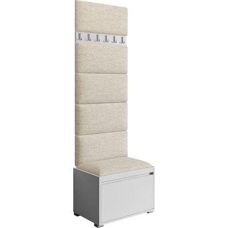 Conjunto para recibidor Comfivo Pinus V, Blanco + Abriamo 03, 207x65x34cm, Tapiz, Aglomerado laminado, Montada en la pared, Colocada (1/5)