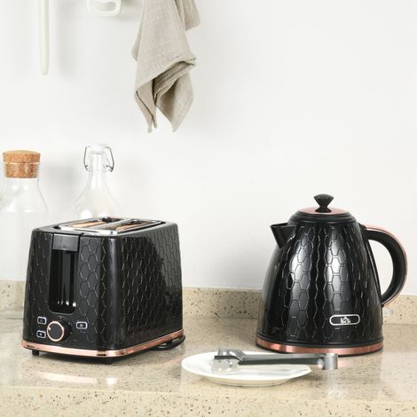 Set bollitore e tostapane, 1,7 L, varie modalità, indicatori LED, nero