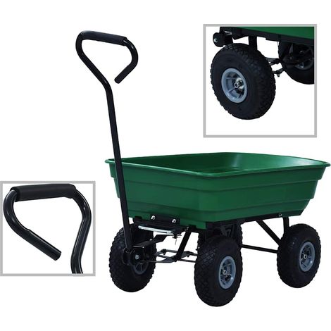 vidaXL Chariot à main de jardin 300 kg 75 L Vert (1/5)
