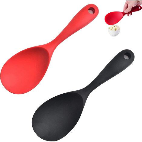 Ensemble de 2 cuillères en silicone antiadhésives pour la cuisine, sans BPA.