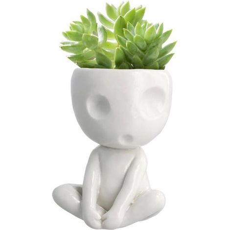 Pot de Fleurs Phosphorescent - Cache-Pot en Céramique avec Visage Adorable pour Succulentes et Cactus - Décoration pour la Maison et Le Bureau