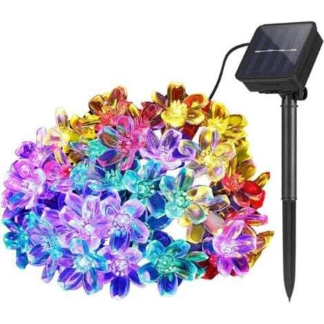 Solar string lights for outdoor garden, 7M 50 LED, waterproof string lights, floral decoration, holiday lanterns (coloured)