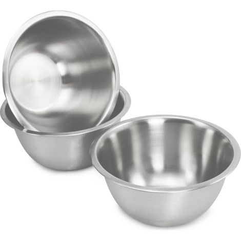 3x Ensemble de bols pièces en acier inoxydable - saladier - bol à chips - bol à mélanger - bol de service (03 Stück - Ø 20cm) (1/4)