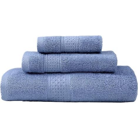 Hochwertige türkische Baumwollhandtücher, weich und saugfähig, 3-teilig, blau, langfaserig, Geschenkset (1/5)