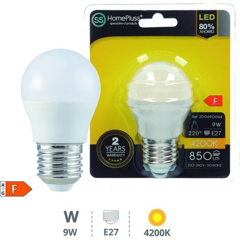 LED E27 SPHERIQUE - 9W BLANC BRILLANT (1/2)
