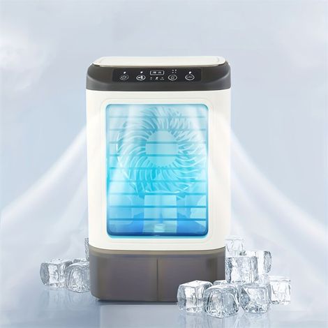Ventilador portátil USB con difusor de agua, compartimento para hielo integrado, 7 LED de colores, funcionamiento silencioso para dormitorio, oficina y sala de estar - KZQ (1/5)