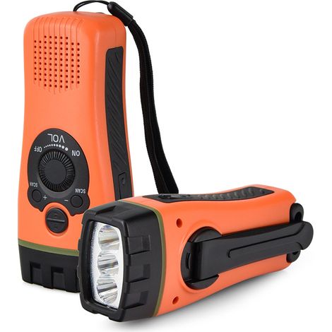 Générateur solaire multifonctionnel, radio, manivelle, lampe torche LED, Bluetooth, idéal pour les situations d'urgence et les activités de plein air.