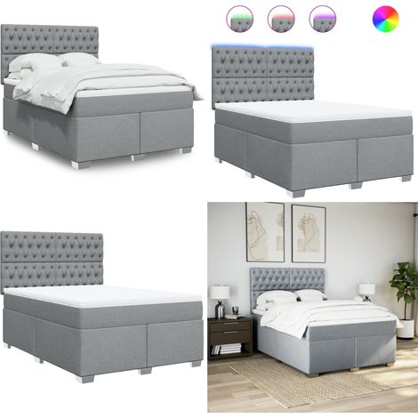 vidaXL Boxspringbett mit Matratze Hellgrau 160x200 cm Stoff (1/5)