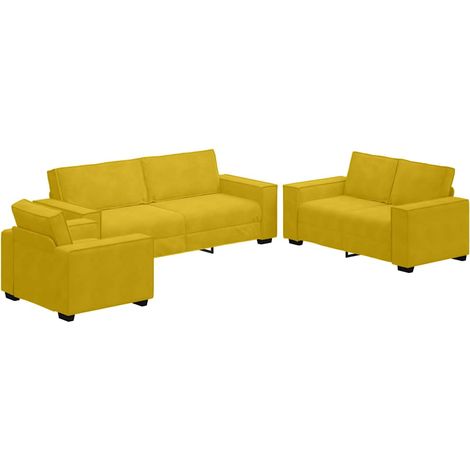 Maison Exclusive - Set di Divani 3 pz con Cuscini giallo in Velluto (1/5)