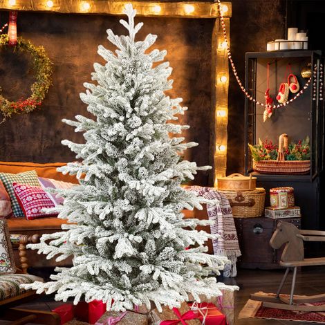 Albero di Natale artificiale, 150 cm, con neve, 1162 rami, supporto in metallo pieghevole. (1/5)