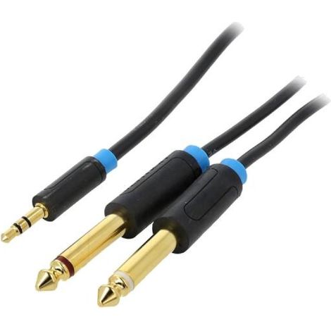 Cable Jack 3.5mm 3pin Male 2x Jack 6.3mm Male 1m