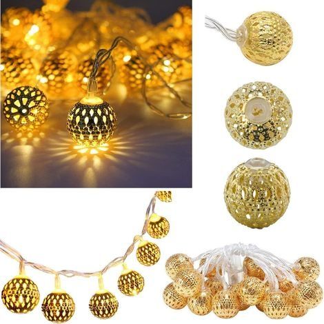 Marokkanische LED-Lichterkette – 5 Meter, 50 warmweiße LEDs – Orientalische Golddekoration – Lichterkette – Weihnachts-, Garten- und Geburtstagsdekoration (1/4)