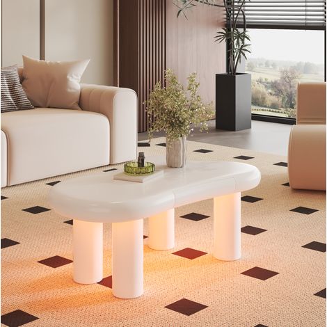 Mesa salón nube LED con cajón blanca moderna OKMYHOME (1/5)