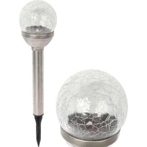 Solar-LED-Lampe mit Glasbruch-Effekt, zum Einrammen in den Boden, witterungsbeständig, silberfarben (1/4)