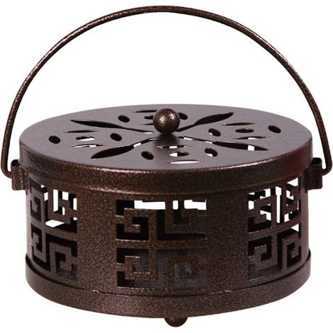 Moustique Porte Bobine, Support de Bobine de Moustique Anti Moustique Porte-encens avec Poignée Et Couvercle Portable Mosquito Brûleur Dencens pour Maison et Jardin Extérieur (1/5)