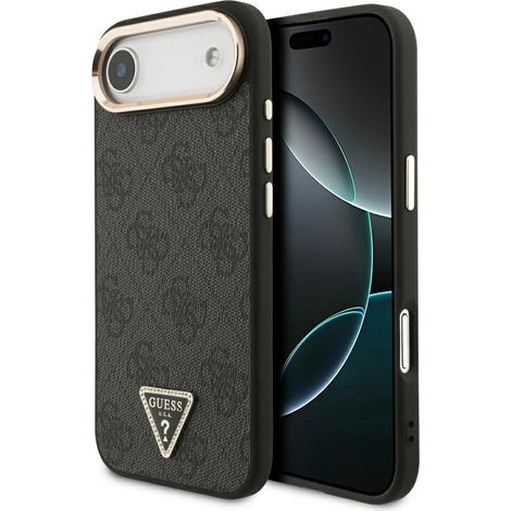 Funda Guess 4G con logo triangular y MagSafe para iPhone Air, color negro y dorado. (1/5)