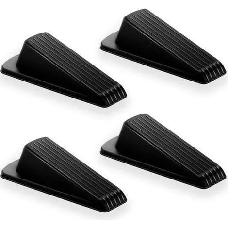 Butée de porte noire, 12,25 x 53,5 cm, 4 butées de porte en caoutchouc, anti-collision et réduction du bruit. (1/3)