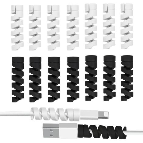 14 Pièces Protège-Câbles Protection Chargeur pour Chargeur Type-C Charge Rapide Tous Téléphones Câbles de Charge Câble Souris Câble USB (Noir + Blanc) (1/5)
