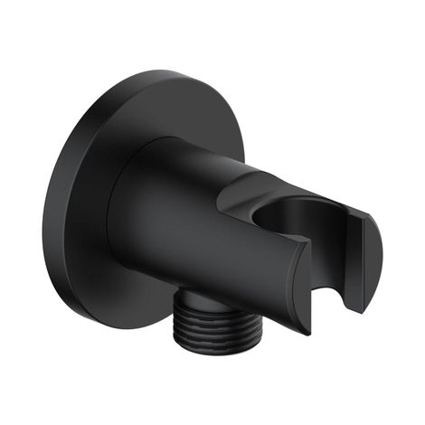 FugaFlow Eccelente Sobrado Coude pour flexible de douche avec rosace ronde Noir mat (1/4)