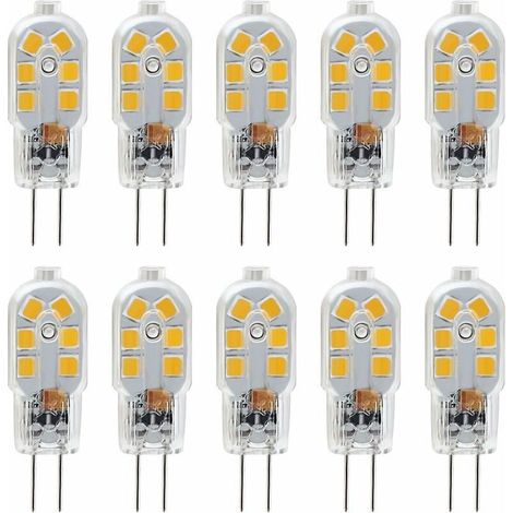 Ampoule LED G4 12V, 1W Equivalent 10W Halogène Lampe, Pas De Scintillement 200LM, Blanc Chaud 3000K, 360° Angle de Faisceau, Non-Dimmable, Pack de 10