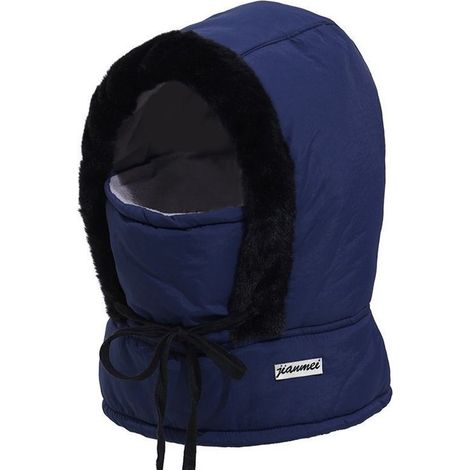 Pasamontañas de invierno de forro polar, ajustable con cordón, gorro multifuncional para esquí, ciclismo y actividades al aire libre, gris oscuro (1/5)