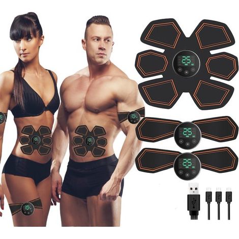 Entrenadores abdominales eléctricos - Entrenador abdominal con 8 configuraciones y 25 niveles de intensidad - 3 pantallas LCD - adecuado para abdominales, tronco, brazos y (1/5)