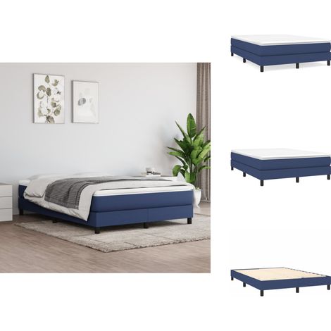 Sommier à lattes de lit avec matelas Bleu 140x190 cm Tissu - Lit Double - Lit Plateforme - Matelas À Ressorts Ensachés - Literie - Chambre À Coucher (1/5)