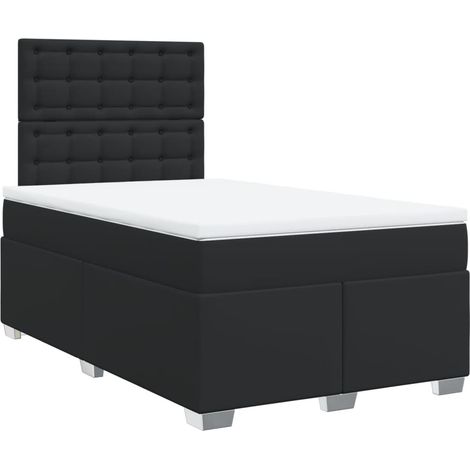 Maison Exclusive - Sommier à lattes de lit avec matelas noir 120x190 cm similicuir (1/5)