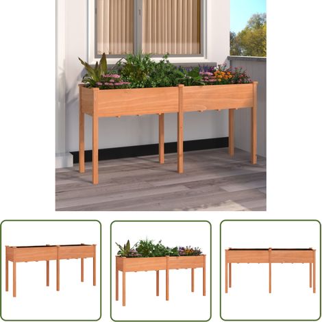 The Living Store Pflanzkübel mit Einsatz Braun 161x45x76 cm Massivholz Tanne - Holzpflanze - Gartentöpfen - Blumenerde - Balkonmöbel - Terrasse Dekoration (1/5)